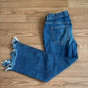 Free People We the Free Straight Leg Distressed Hem Cropped Jeans Size 28
